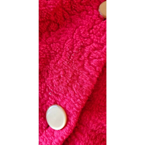 Vintage Gaymode Penneys 1950's Cozy Fleece Button Up ROBE Women Sm Med Hot Pink - Picture 8 of 13